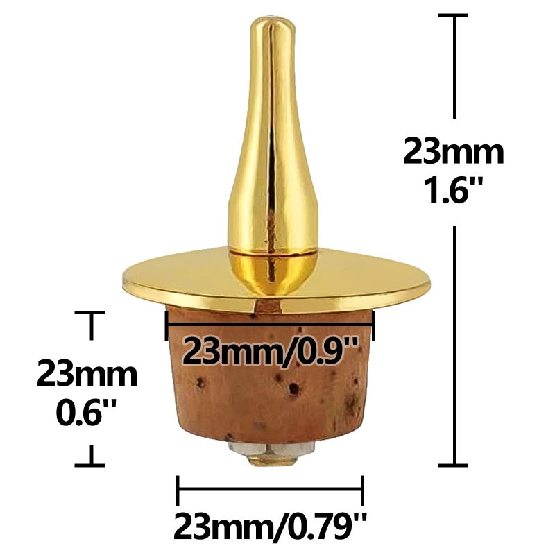 LINALL Bitter Bottles Pourer - Set of 4 pcs 20mm Diameter Gold Dasher Top with Cork Base (Gold) - Image 2